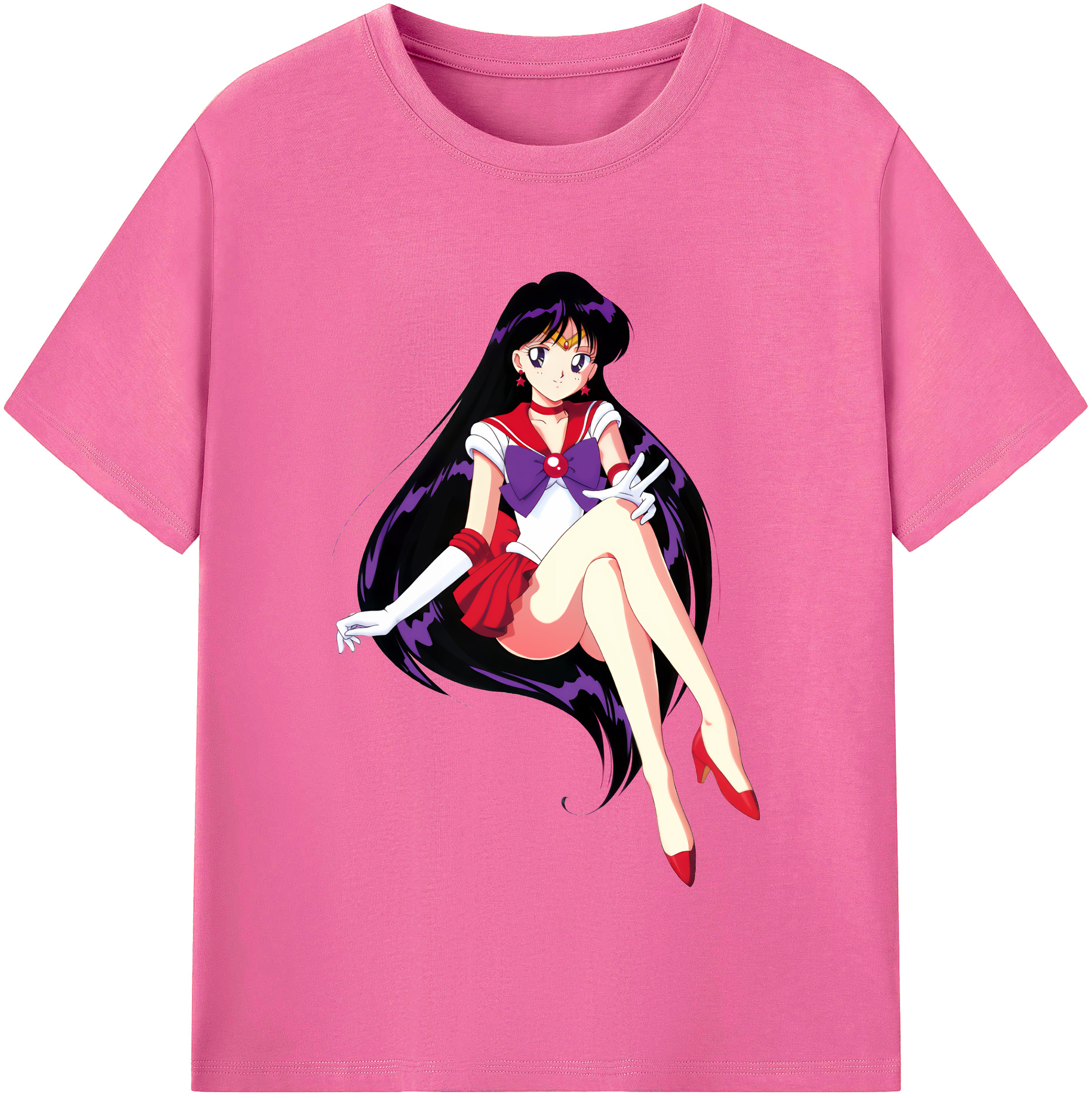 （画像用） 美少女戦士セーラームーン 火野レイ ひの レイ Sailor Moon Hino Rei （セーラーマーズ,Sailor Mars） レディースカジュアルプリントTシャツ（綿100％）